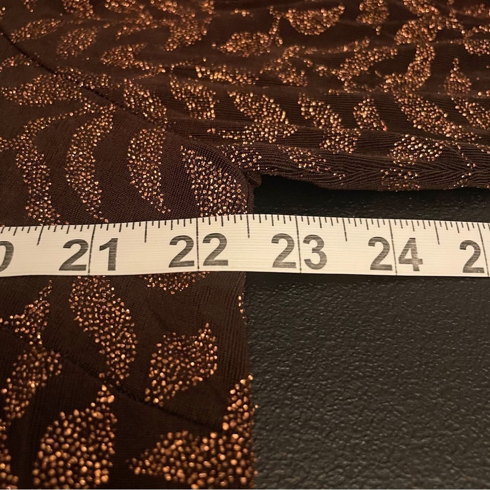 Vintage August Max Brown & Gold Leaf Patterned Long Sleeve Blouse Size 18W - Picture 11 of 14